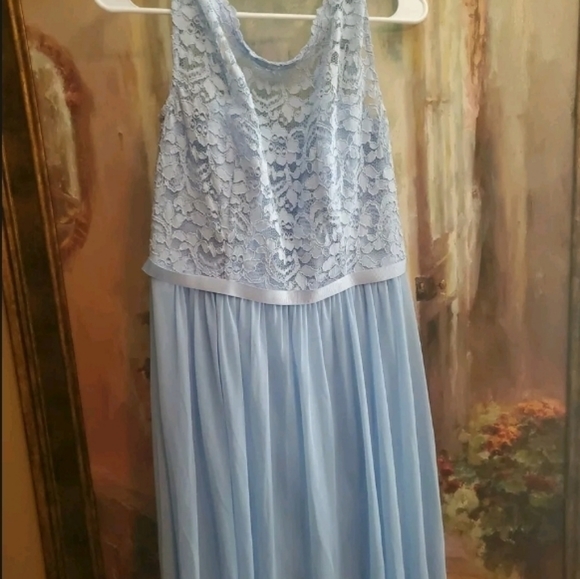 Davids Bridal Short Ice Blue Lace Dress - Picture 4 of 5